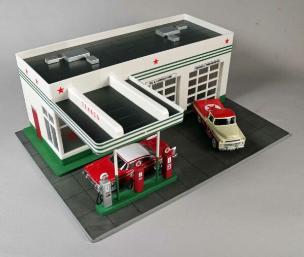 Menards Johnson’s Texaco Station with Plymouth Fury and Dodge Sweptside