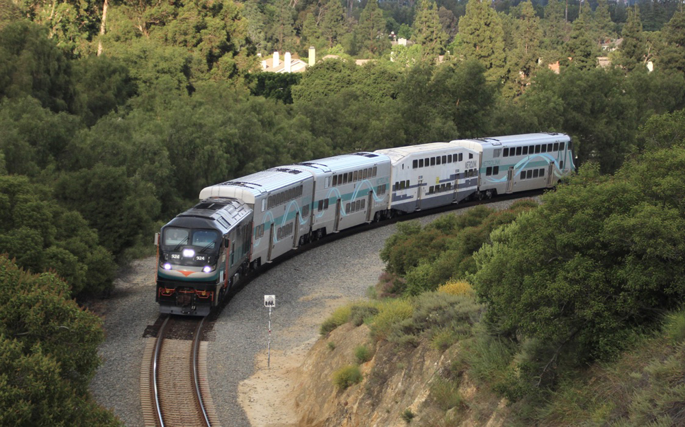 Commuter train rounds curve