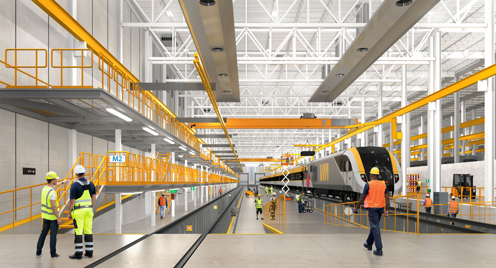 Rendering of interior of shop building
