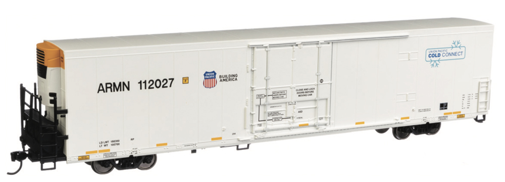 A white model refrigerated boxcar