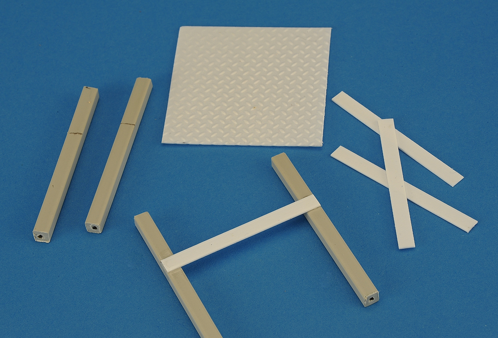 pieces of plastic on a blue background