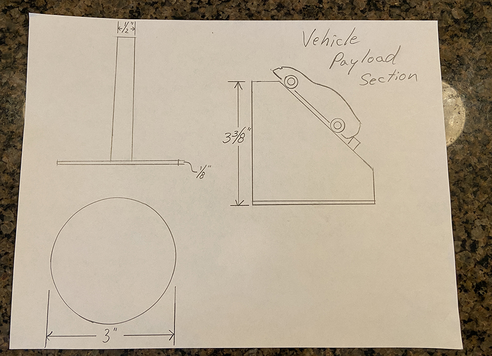 drawings on paper of rocket project