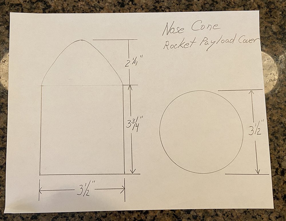 drawings on paper of rocket project