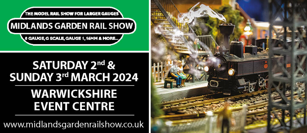 Midlands Garden Rail Show logo with image of train