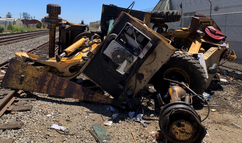 Badly damaged piece of maintenance equipment