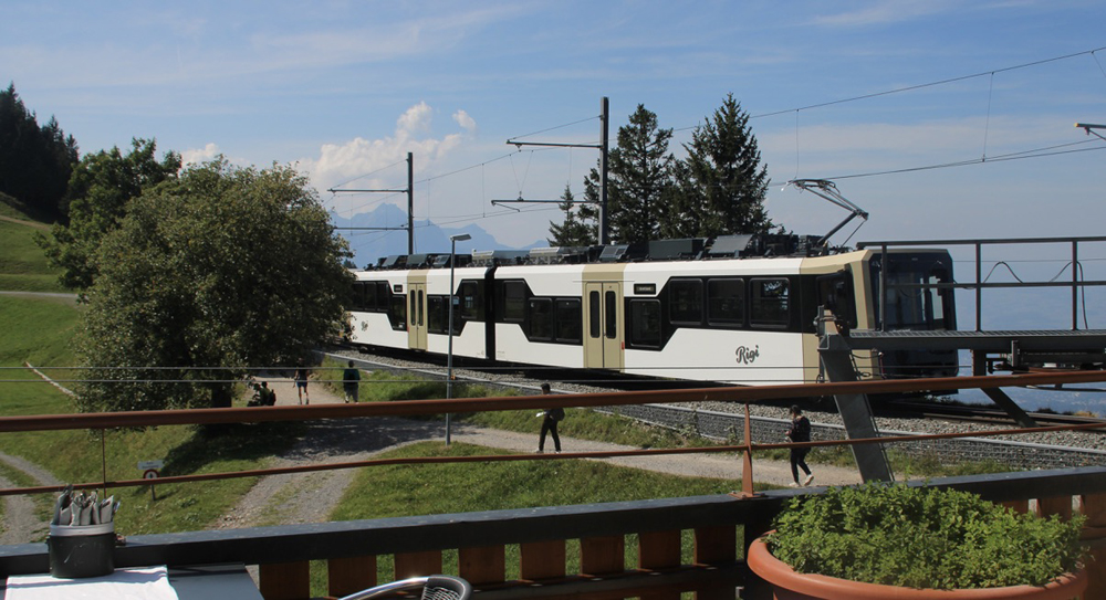 White cog railway train