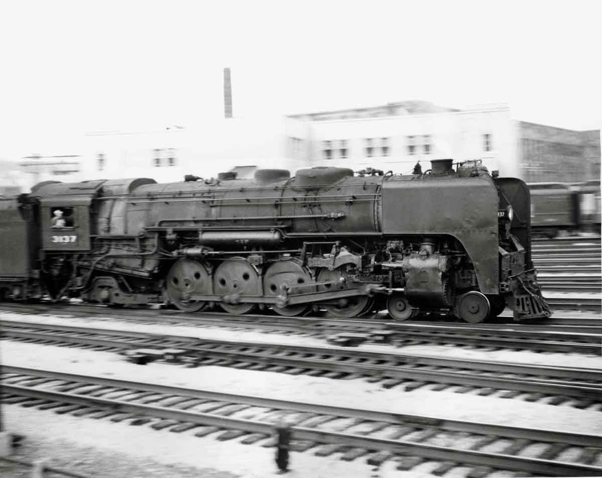 Example of New York Central 4-8-2 Mohawks streaking by camera