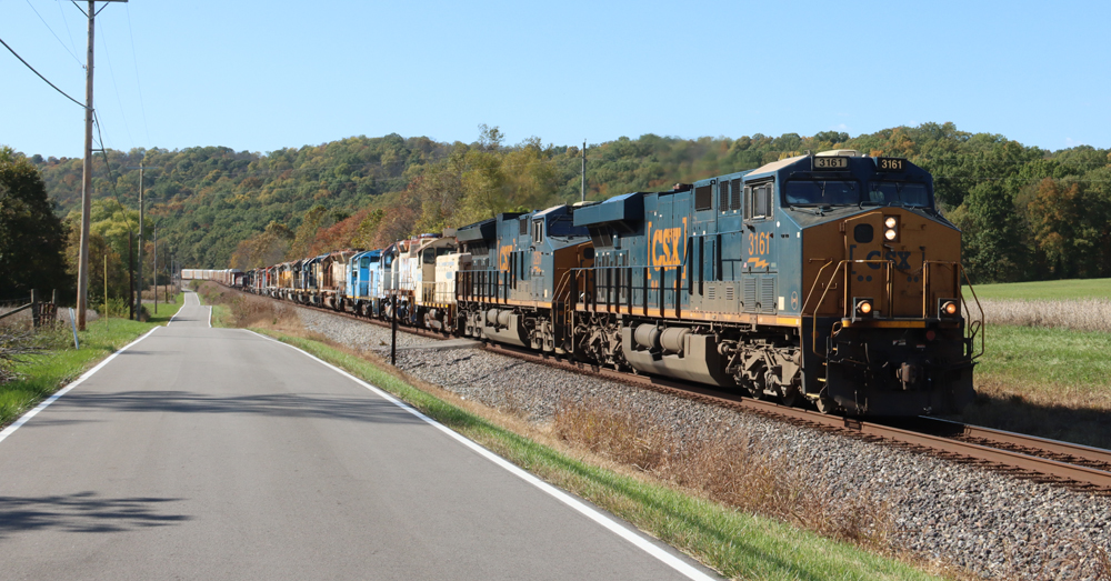 Train with large number of locomotives on front end