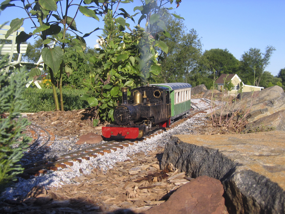 ive steam model train on garden railway