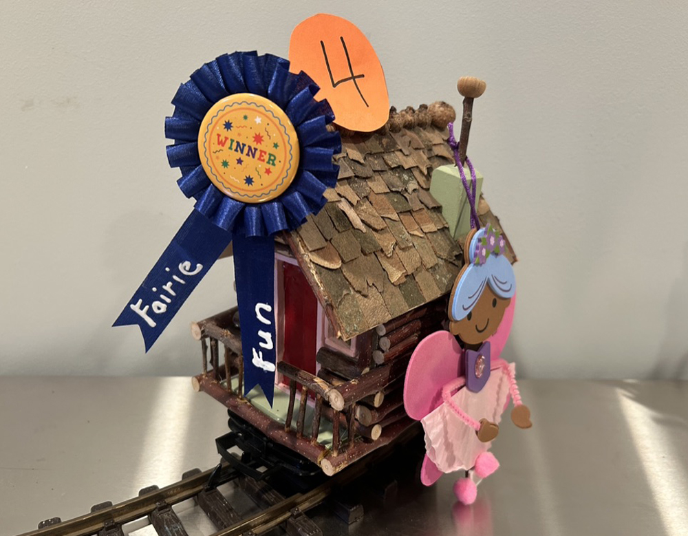 piece of rolling stock with winning ribbon on it
