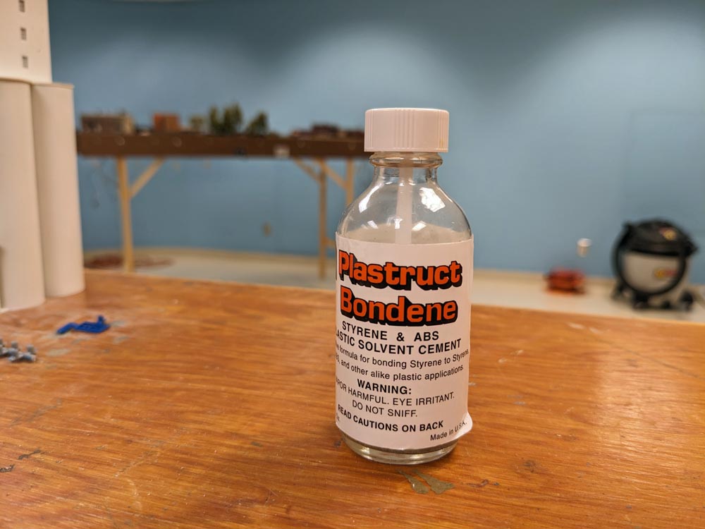 A bottle of Bondene solvent cement