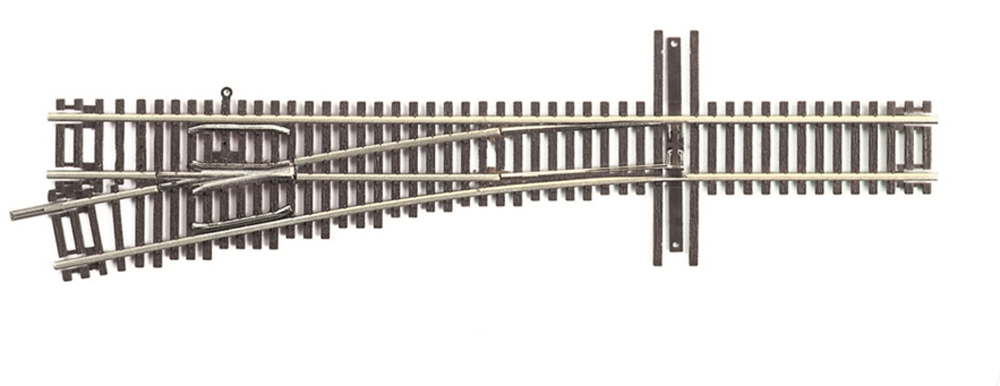 Picture of N scale turnout with white background