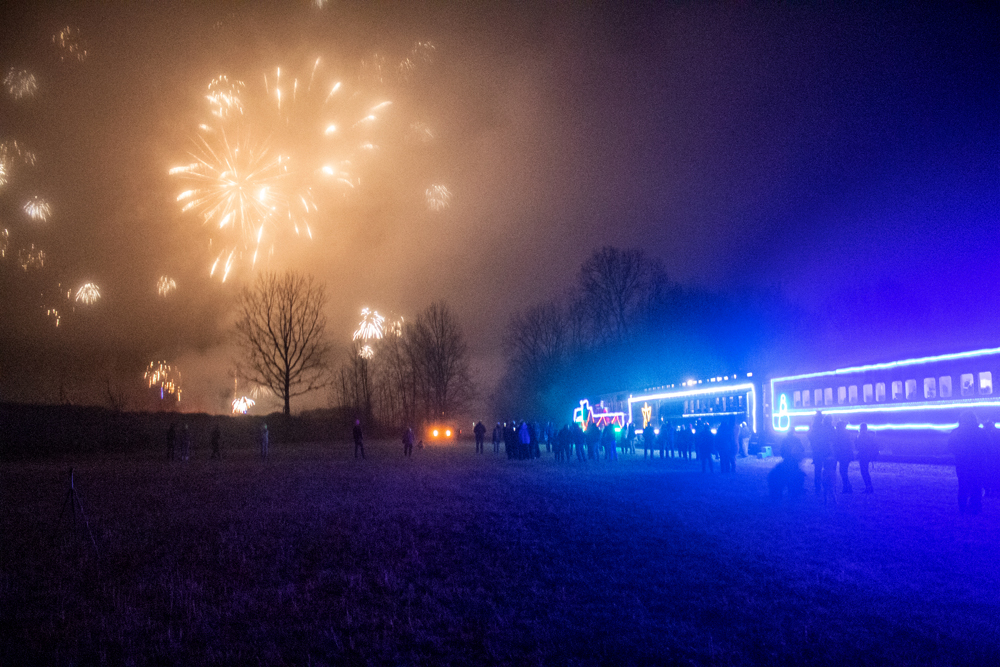 train with fireworks