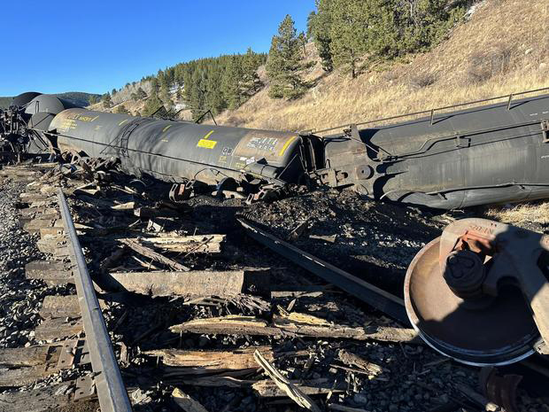 Derailed tank cars