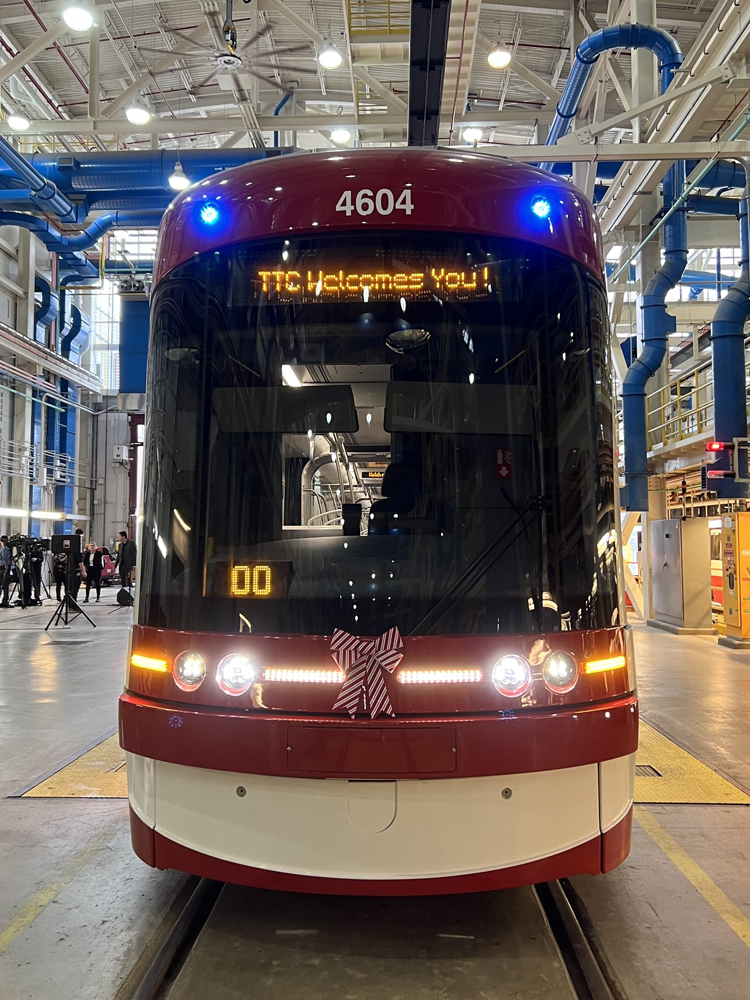 Front view of light rail vehicle