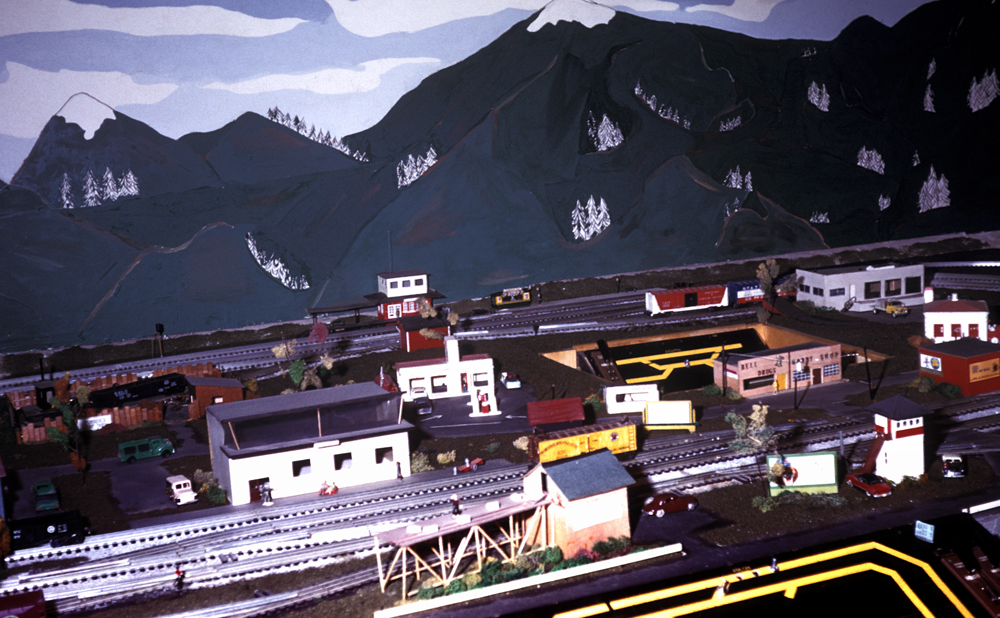 vintage color photo of model train layout