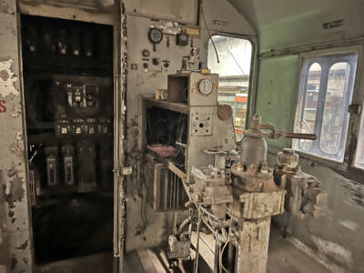 Old diesel locomotive cab