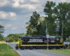 train going through crossing