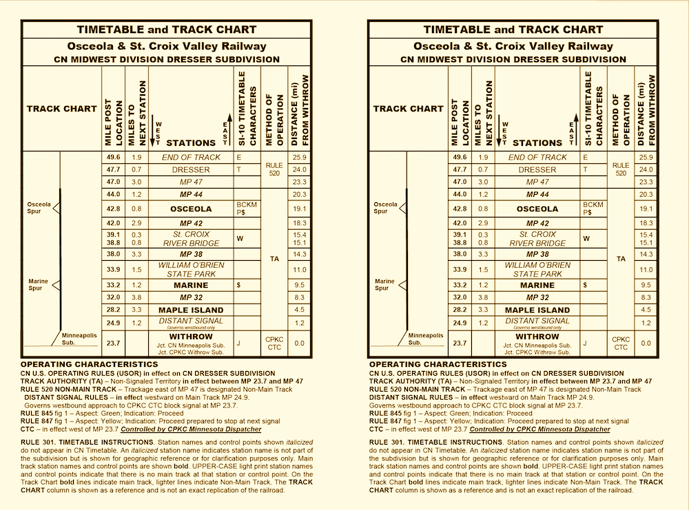 Railroad timetable page
