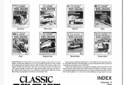 Classic Toy Trains 1996 annual index