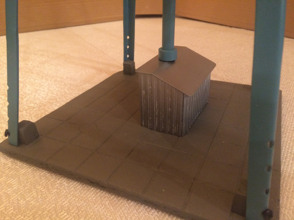 close up of model tower base