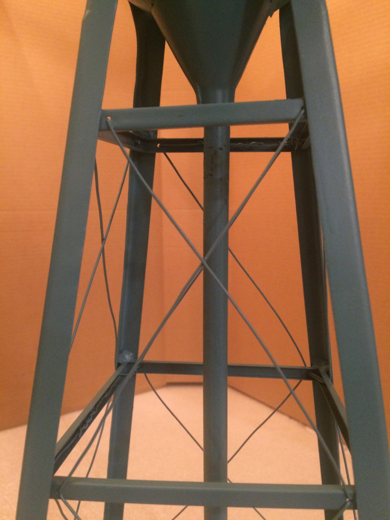 close up of model tower legs with bracing