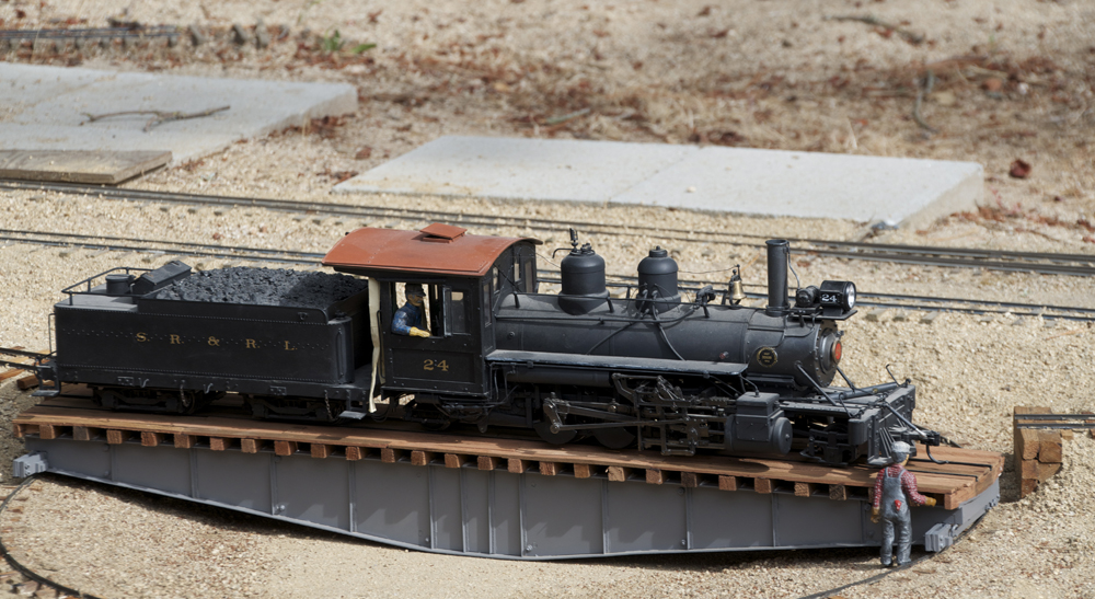 model locomotive on turntable