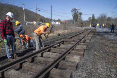 East Broad Top starts rebuilding track south of Rockhill Furnace