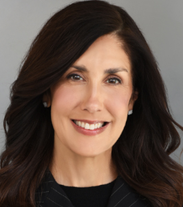 Smiling woman with dark hair