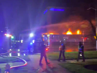 Fiery CPKC train rolls through London, Ontario