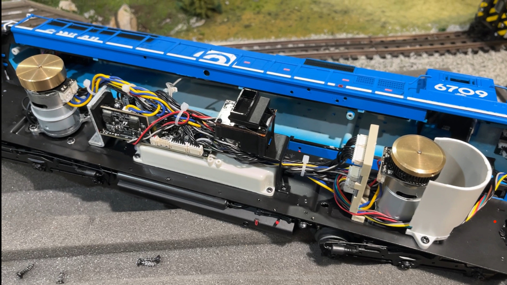 model locomotive with shell removed