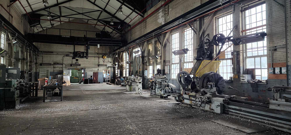 Vintage equipment in shop building