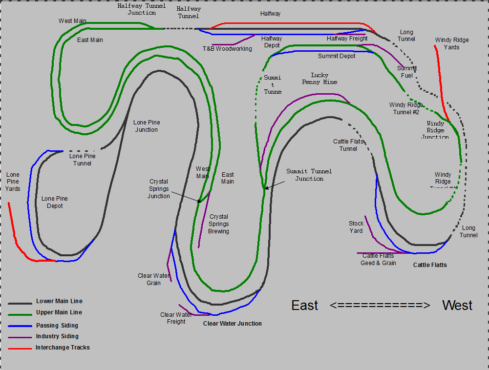 drawing of track lines on garden railroad