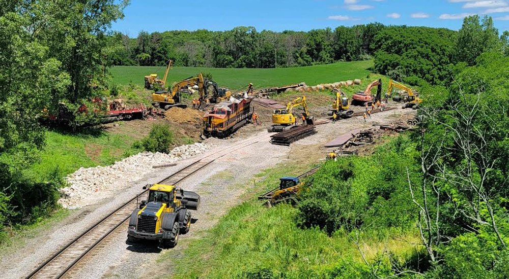 Wide view of derailment scene