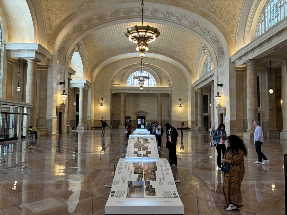 Restored interior of Michigan Central Station waiting room
