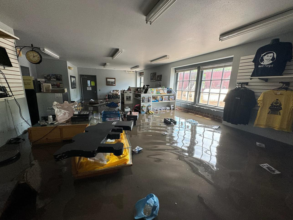 Flood waters in gift shop