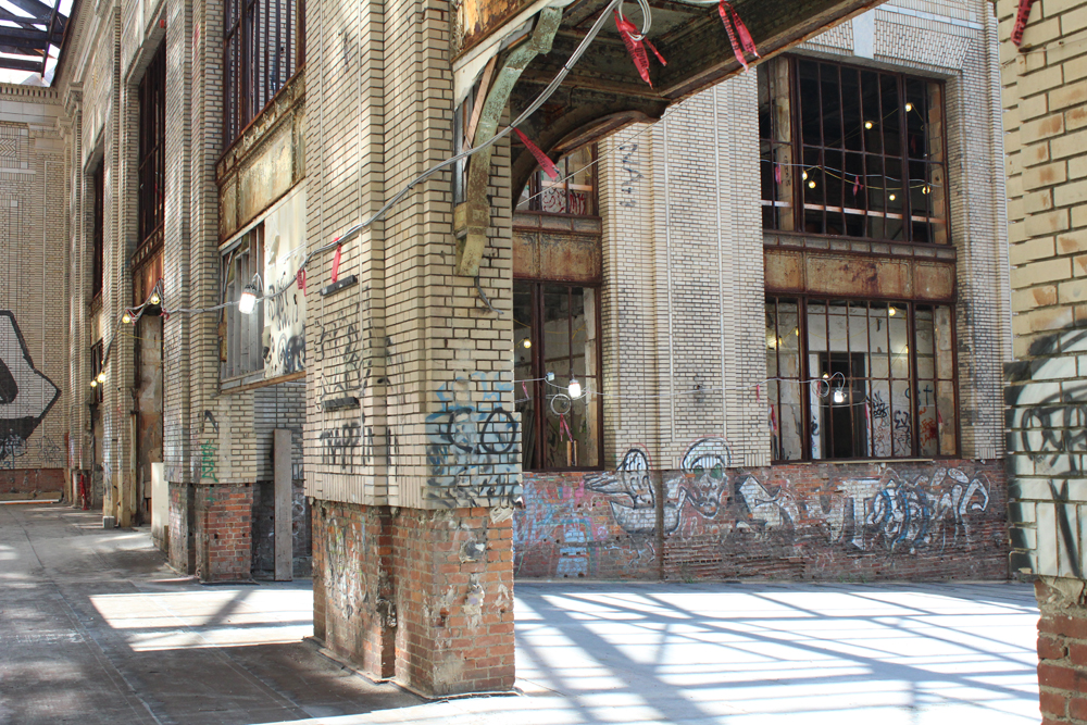 Graffiti-covered brick walls