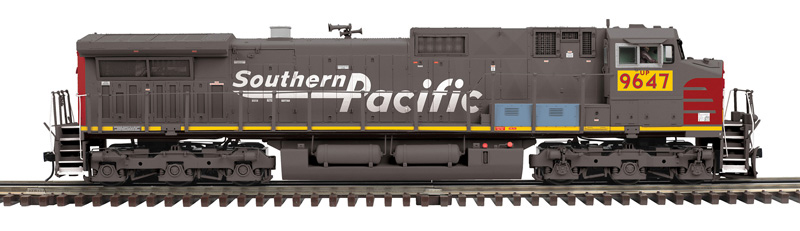 Color image of O gauge diesel painted red and gray. 