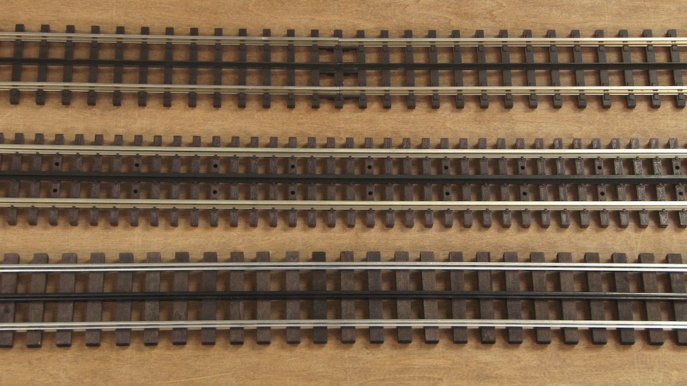 Sections of track on a table.