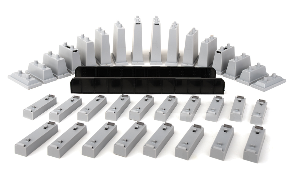A set of bridge piers and a bridge for a model railroad layout