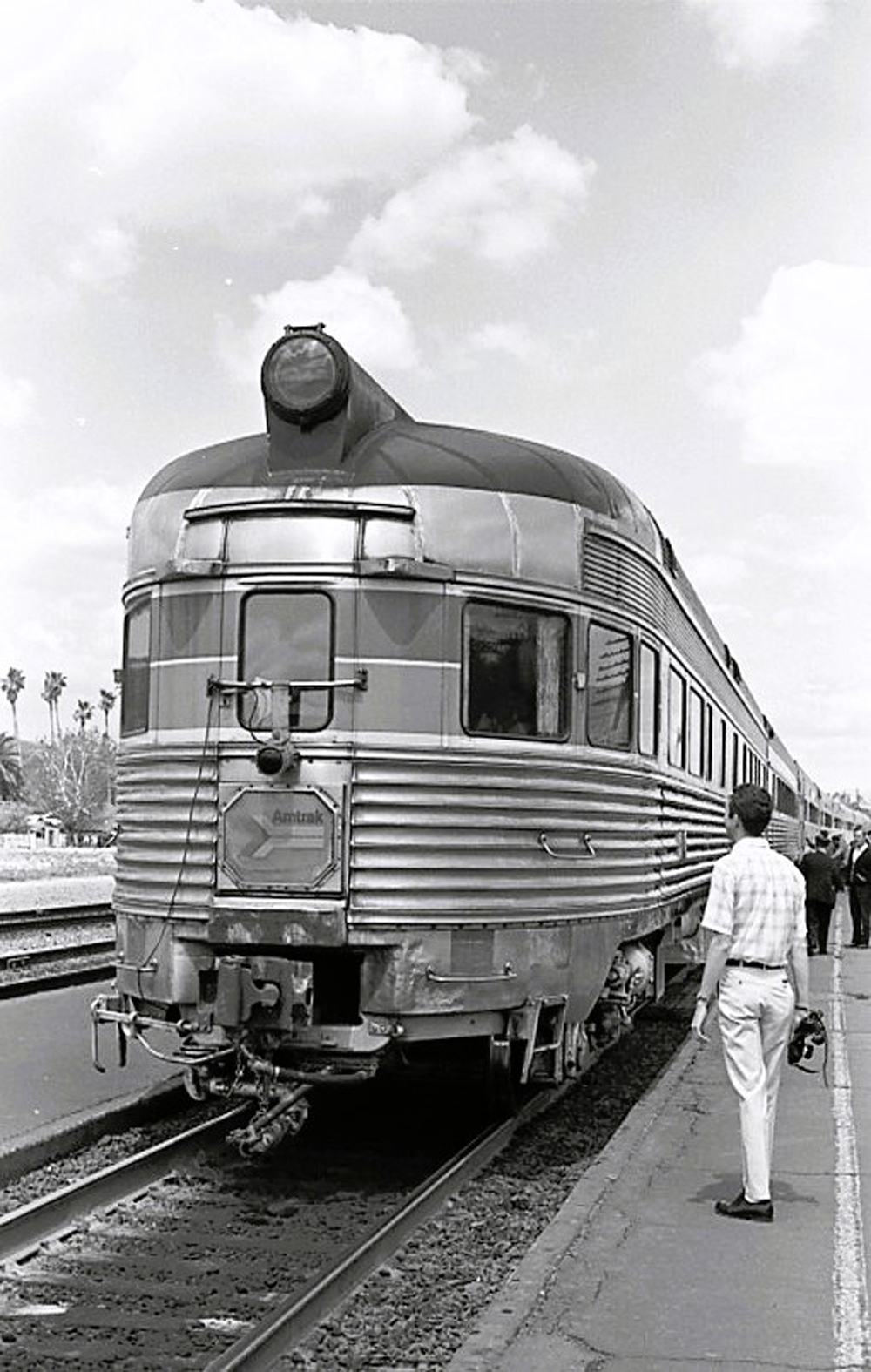 black and white train close up