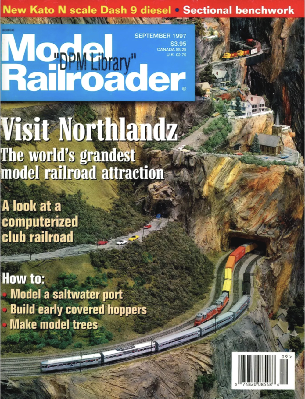 Cover of the September 1997 Model Railroader magazine featuring trains on a mountainside