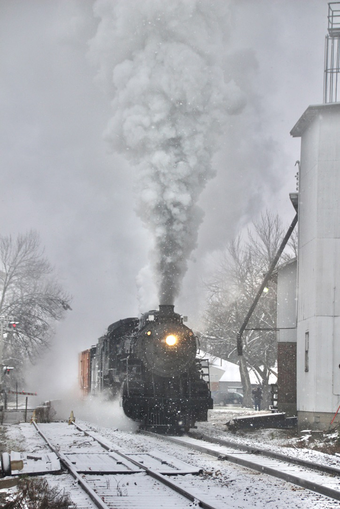 Steam engine in snow