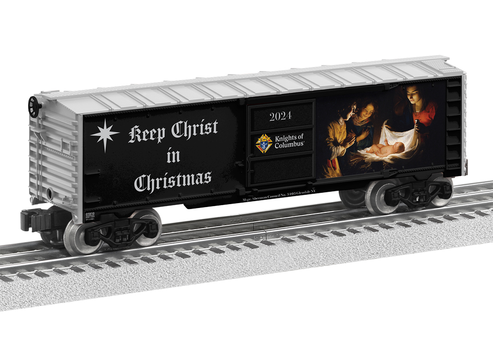 dark blue Christmas model boxcar