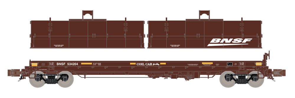 A model freight car in a brown paint scheme