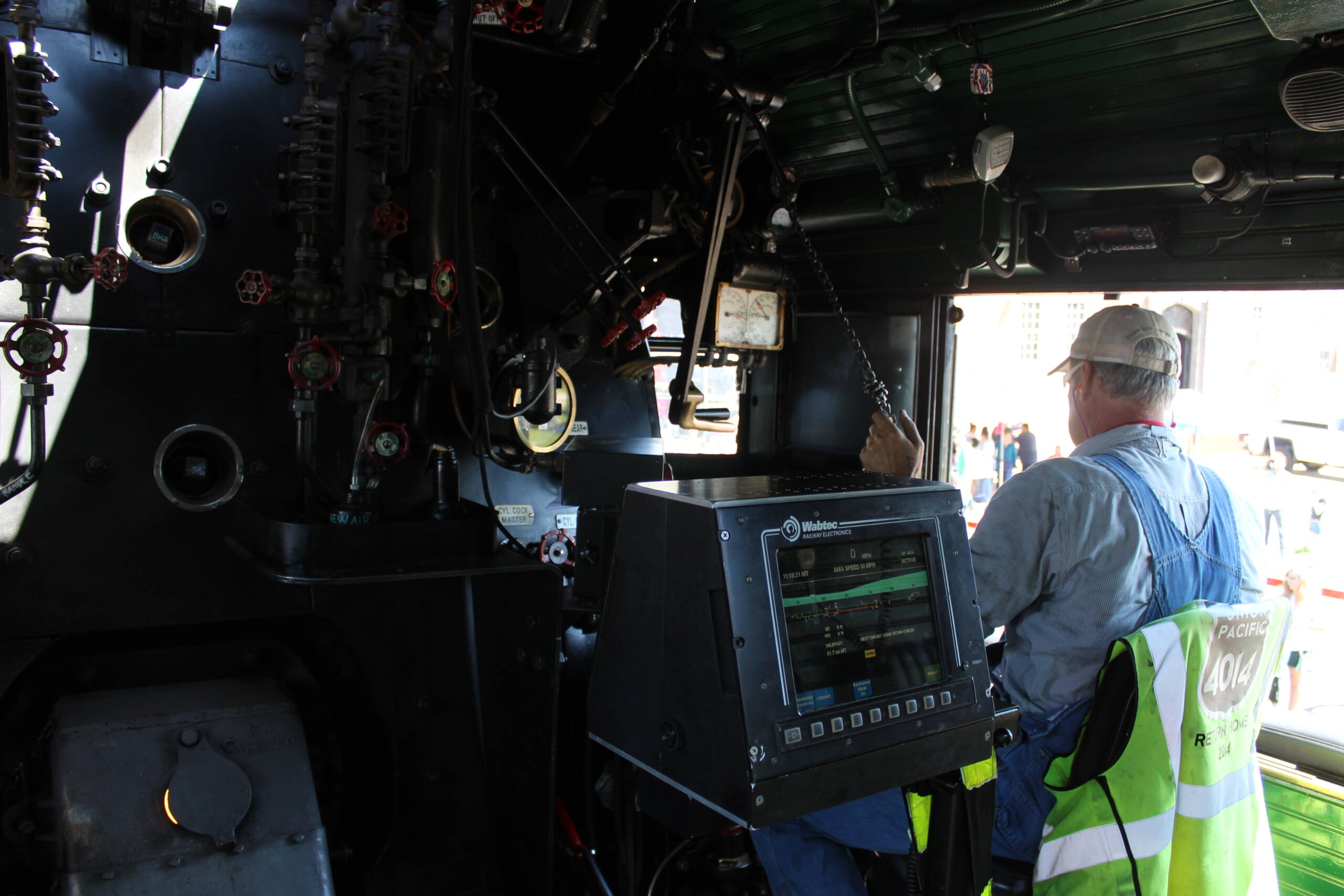 inside cab with engineer