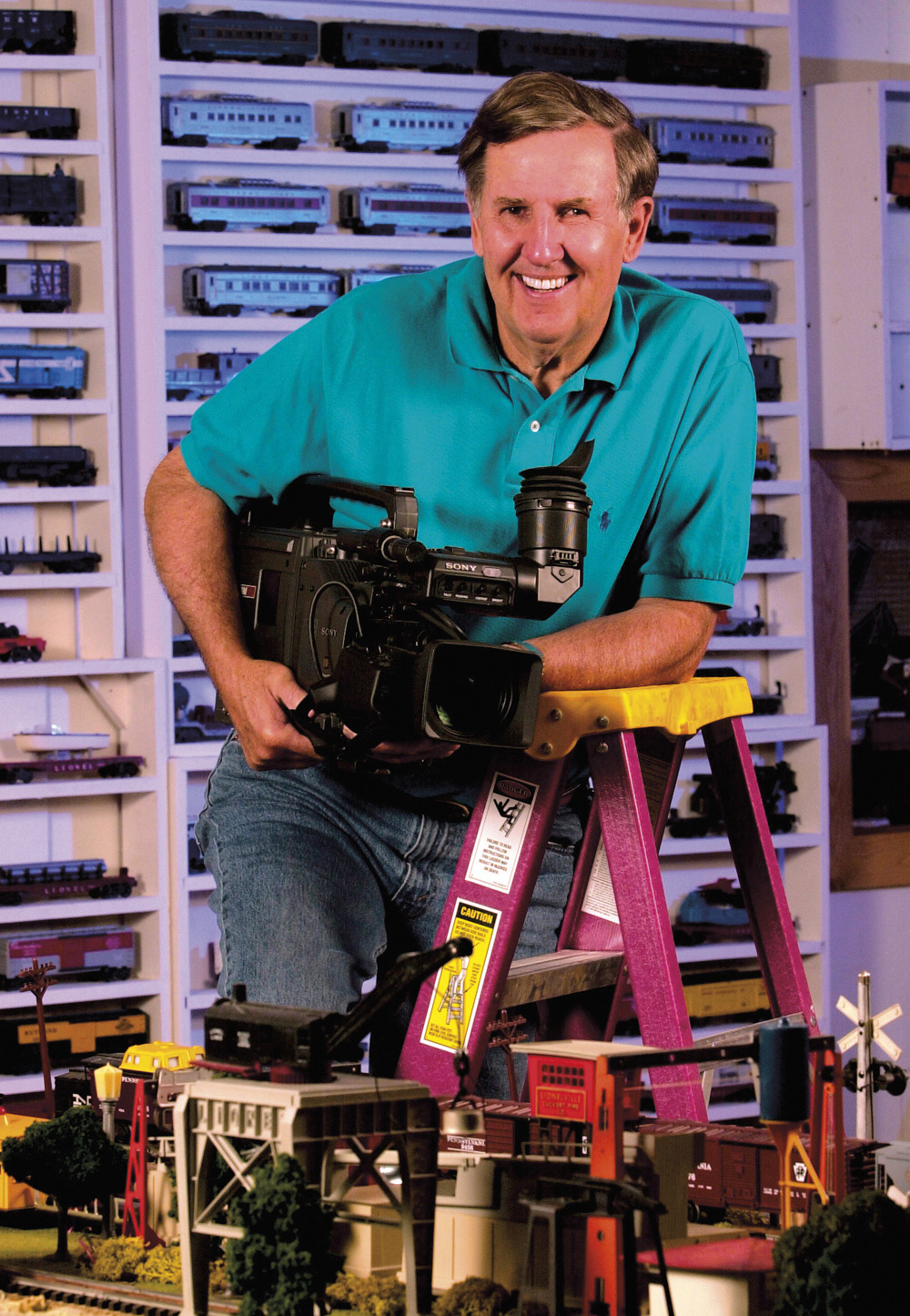 man leaning on stool