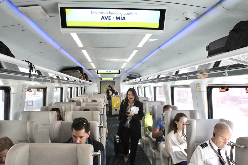 Interior of Brightline passenger trian