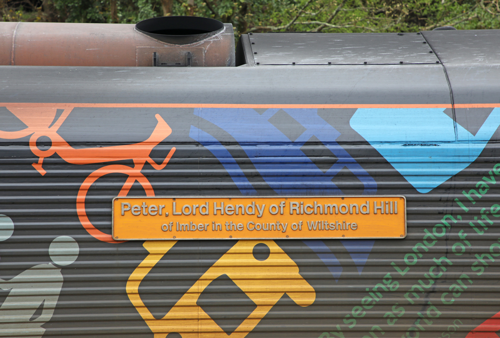 Closeup of nameplate on British diesel