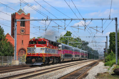 News photo: MBTA’s ‘Cranberry’ locomotive
